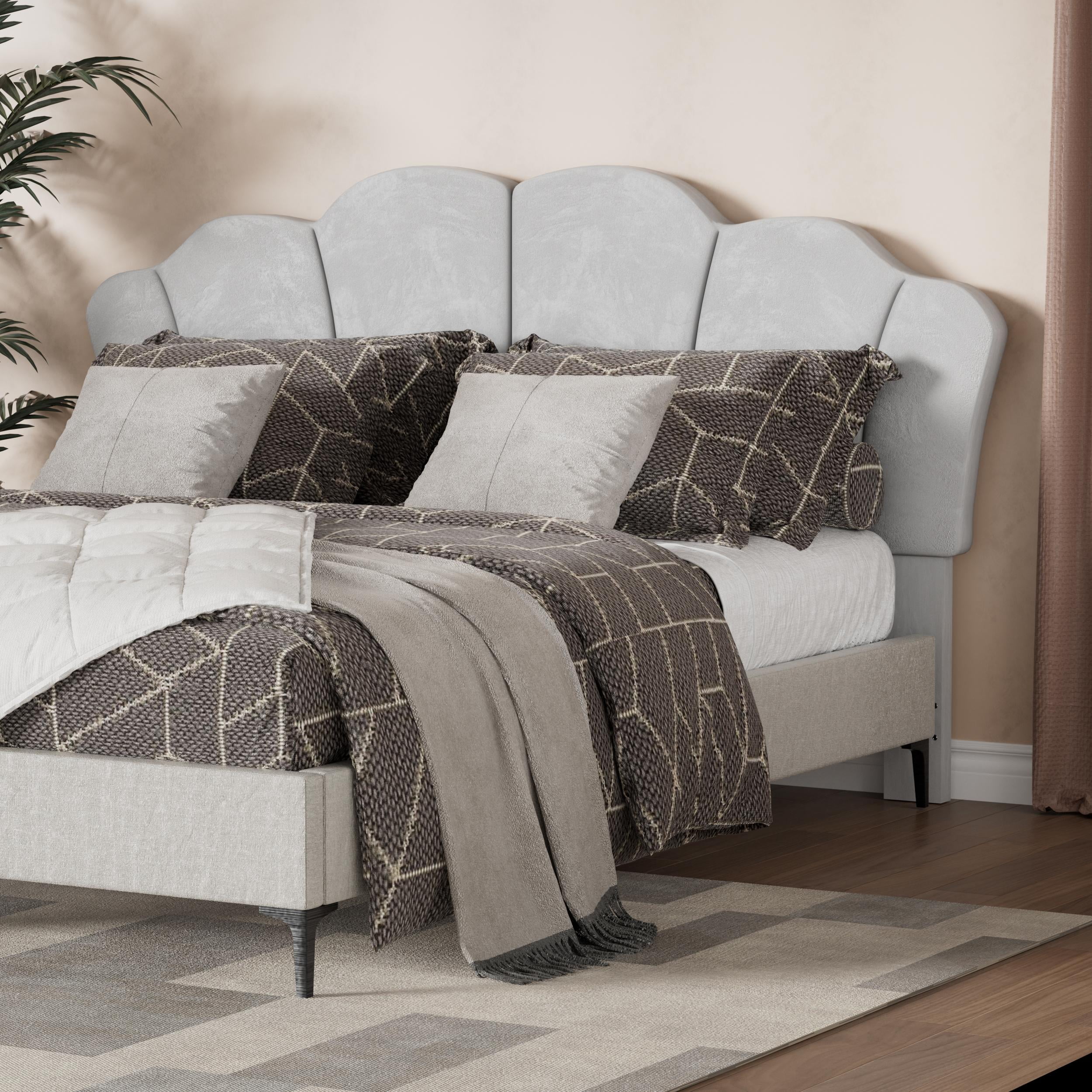 VIVISPECIAL Upholstered King Size Headboard, Headboards with Curved