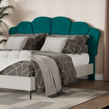 VIVISPECIAL Upholstered King Size Headboard, Headboards with Curved Design for King, King Size, Height Adjustable Modern King Size Headboard Only, 49.4 to 54.5 Inches