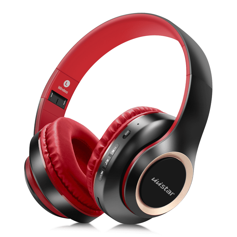 VIVISTAR Wireless Over Ear Headphones Noise Cancelling Bluetooth Headphones with Microphone Red Walmart