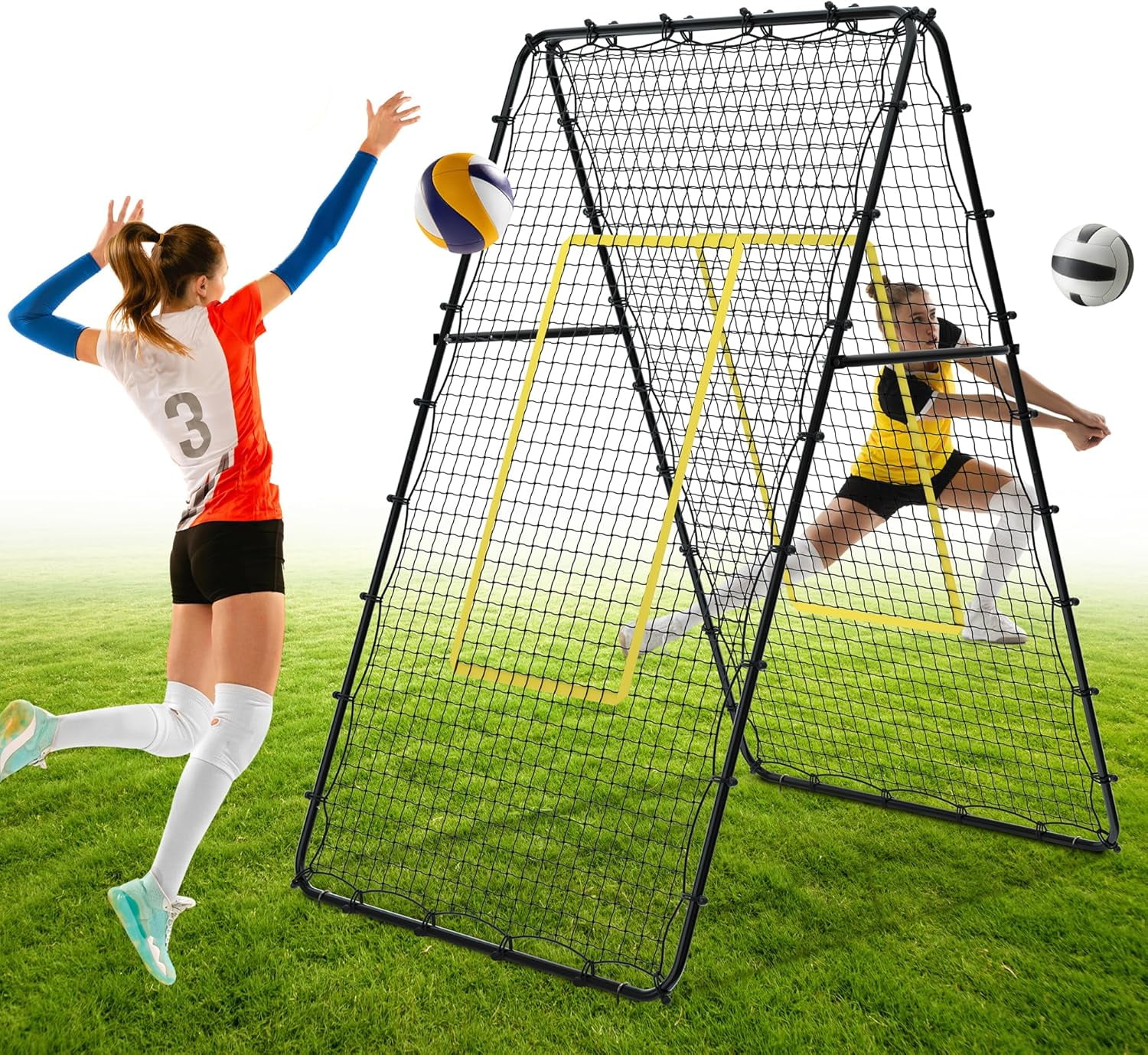 Blue Metal Volleyball Rebounder Net - Adjustable Volleyball Practice Blue Metal Volleyball Rebounder Net - Adjustable Volleyball Practice