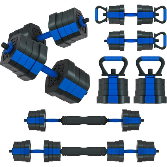 VIVITORY Dumbbell Sets Adjustable Weights, Free Weights with Connector, Non-Rolling Adjustable Dumbbell Set, Barbell for Home Gym, Hexagon, Cement Mixture