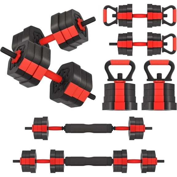 VIVITORY Dumbbell Sets Adjustable Weights, Free Weights with Connector, Non-Rolling Adjustable Dumbbell Set, Barbell for Home Gym, Hexagon, Cement Mixture