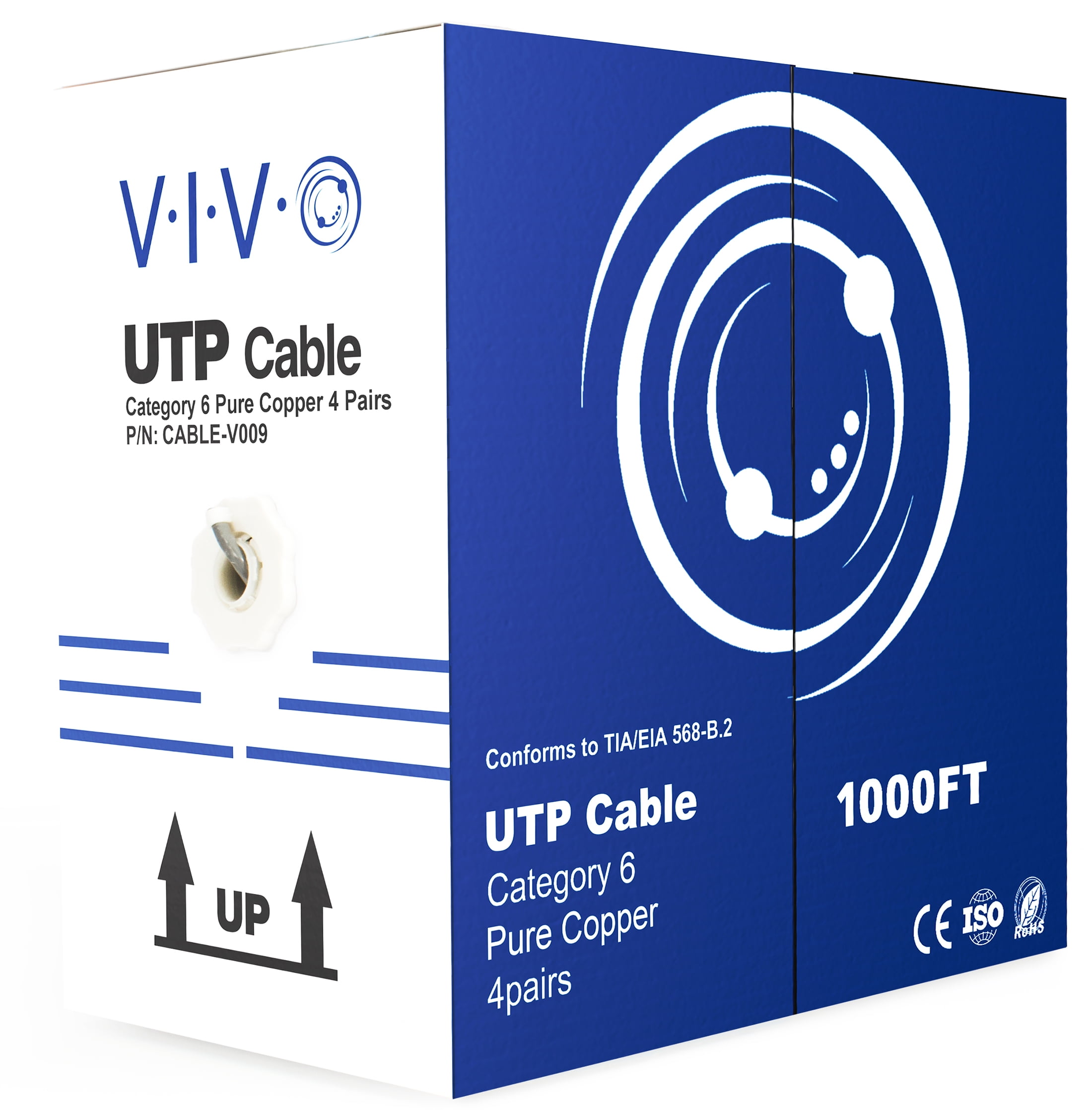 VIVO 1,000ft bulk Cat6 LAN Ethernet Cable Wire UTP Pull Box 1000 ft Cat-6  Copper