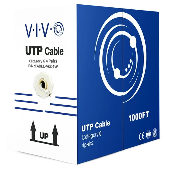 VIVO 1,000ft bulk Cat6 LAN Network Ethernet Cable / Wire UTP Cat-6 White 1000 ft