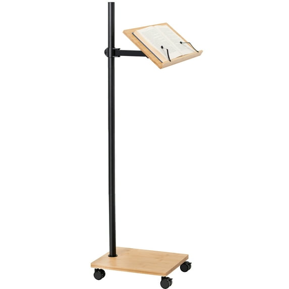 VIVO 16 inch Mobile Bamboo Book Stand for Hands Free Reading, Rolling Lectern