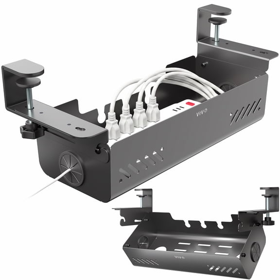 VIVO 19" Clamp-On Under-Desk Cable Management Box, Flip-Open Lid, Holds 11lbs