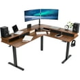 thumbnail image 1 of VIVO 2-Tier Electric 63" x 55" Corner Desk, Dark Walnut Table Top, Black Frame, 1 of 6