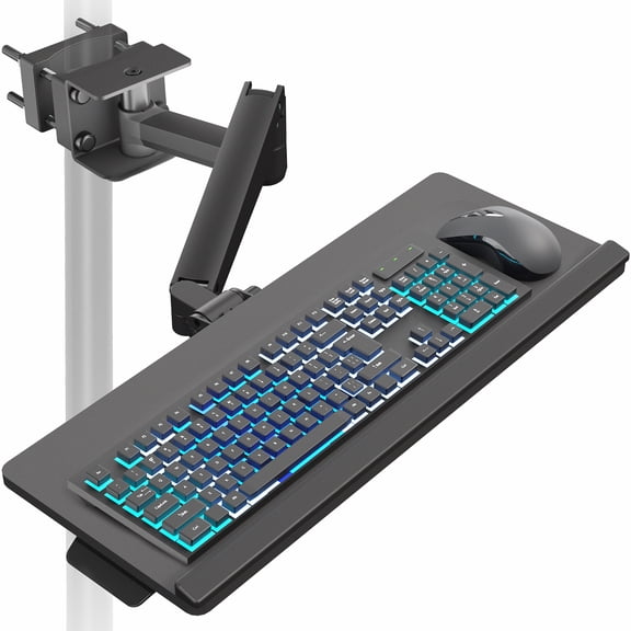 VIVO 24 Pneumatic Pole Mounted Keyboard Tray, Full Motion, Height Adjustable