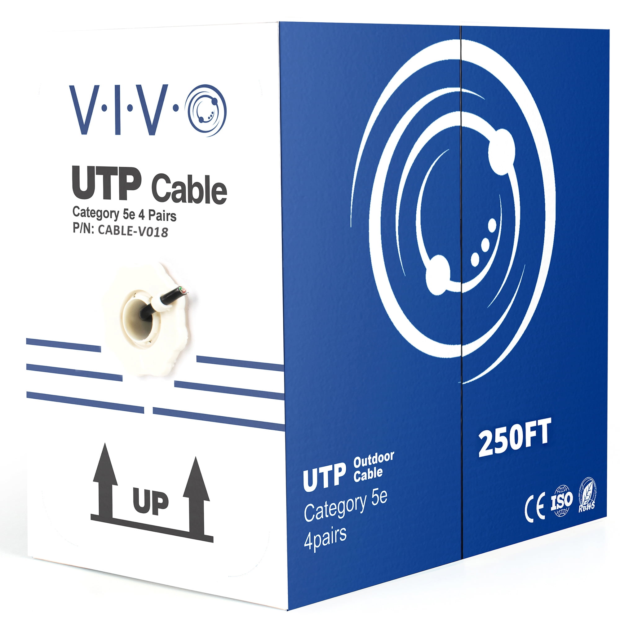 VIVO 250ft bulk Cat5e LAN Ethernet Cable UTP Cat-5e Waterproof Outdoor Burial