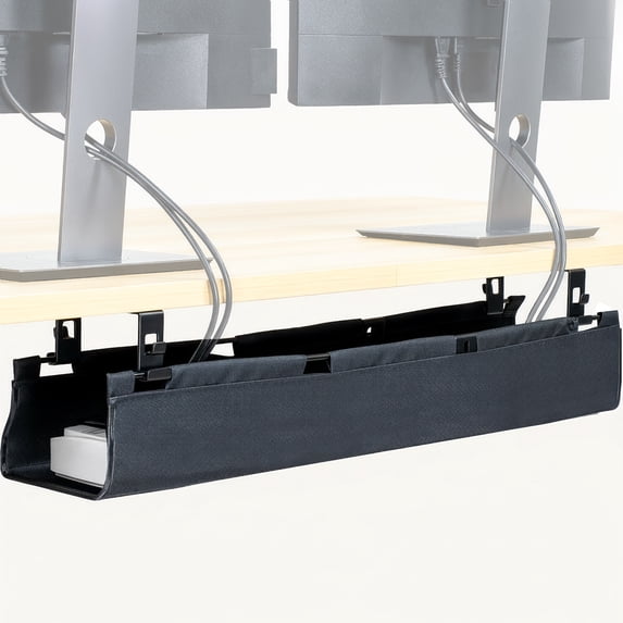 VIVO 31” Black Screw-on Fabric Cable Power Strip Management Tray ...