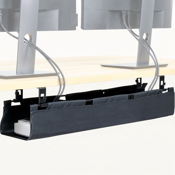 VIVO 31” Black Screw-on Fabric Cable Power Strip Management Tray