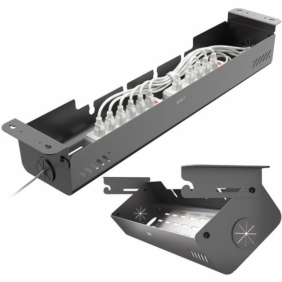 VIVO 35" Screw-On Under-Desk Cable Management Box, Flip-Open Lid, Holds 11lbs