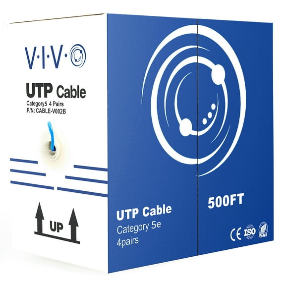 VIVO 500ft Bulk Cat5e LAN Ethernet Cable / Wire UTP Pull Box 500 ft Cat-5e, Blue