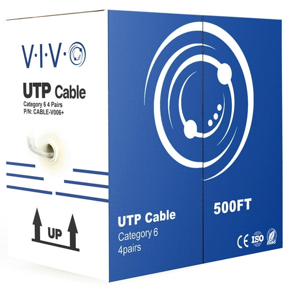 VIVO 500ft bulk Cat6 Ethernet Cable / Wire UTP Pull Box 500 ft Cat-6 Grey LAN (CABLE-V006)