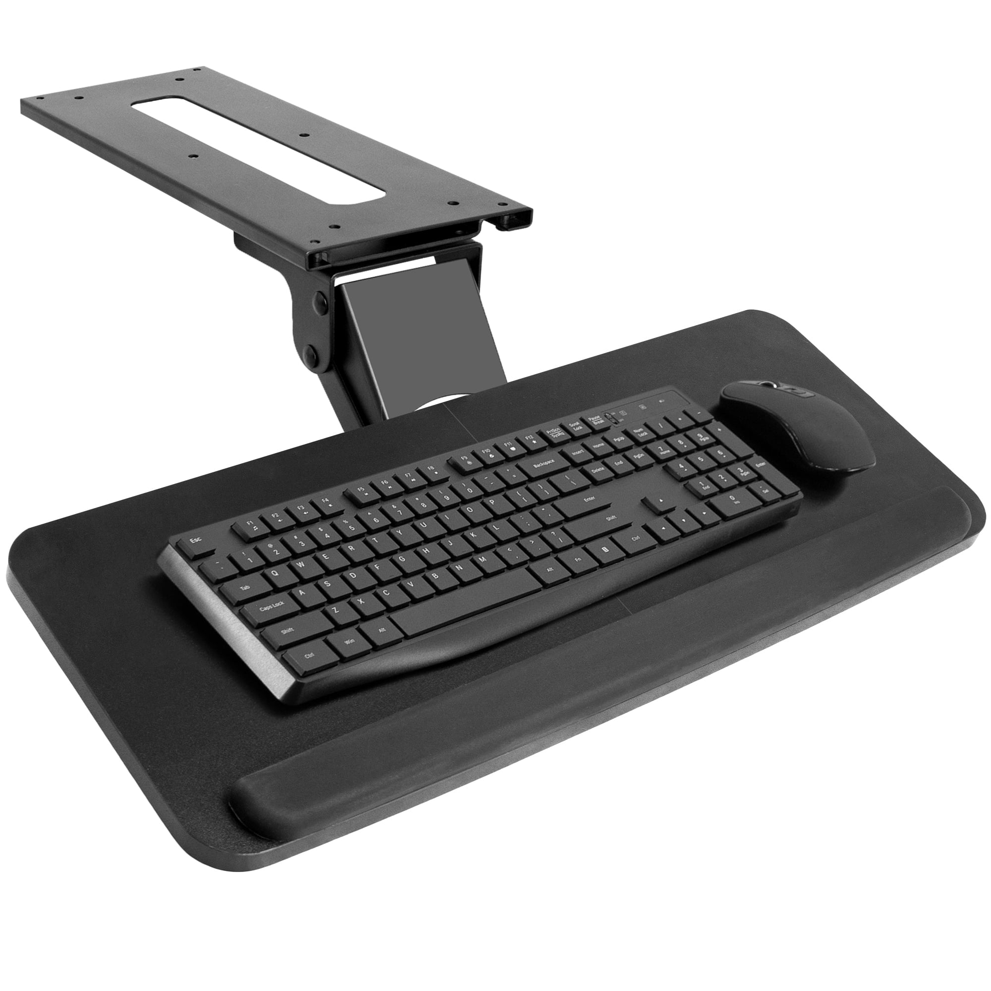 Black Adjustable Under Desk Keyboard and Mouse Tray with Wrist Rest