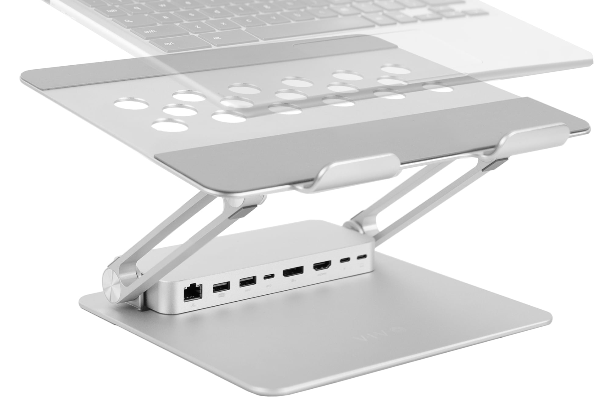 Silver Aluminum Adjustable Laptop Riser Docking Station
