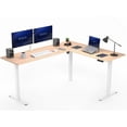 thumbnail image 1 of VIVO Bamboo / White Electric 75" x 63" Corner Desk Workstation, 1 of 8