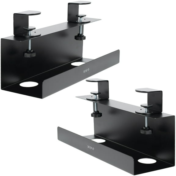 VIVO Black 17 inch Clamp-on Cable Management Power Strip Trays - 2 Pack