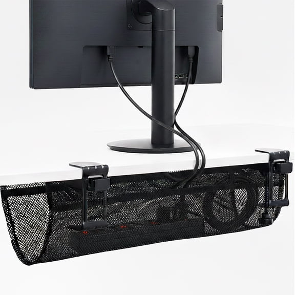 VIVO Black 24" Clamp-on Under Desk Cable Net, Mesh Cable Management