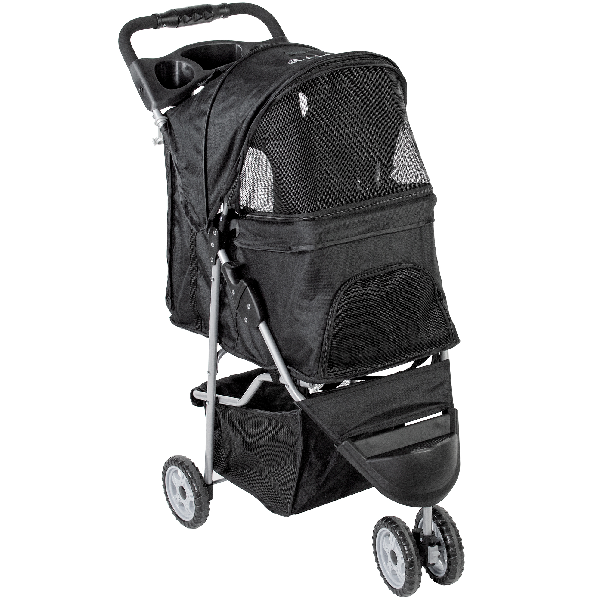 VIVO Black 3 Wheel Pet Stroller / Cat & Dog Foldable Carrier Strolling Cart - image 1 of 6