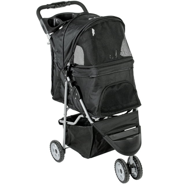 VIVO Black 3 Wheel Pet Stroller / Cat & Dog Foldable Carrier Strolling Cart