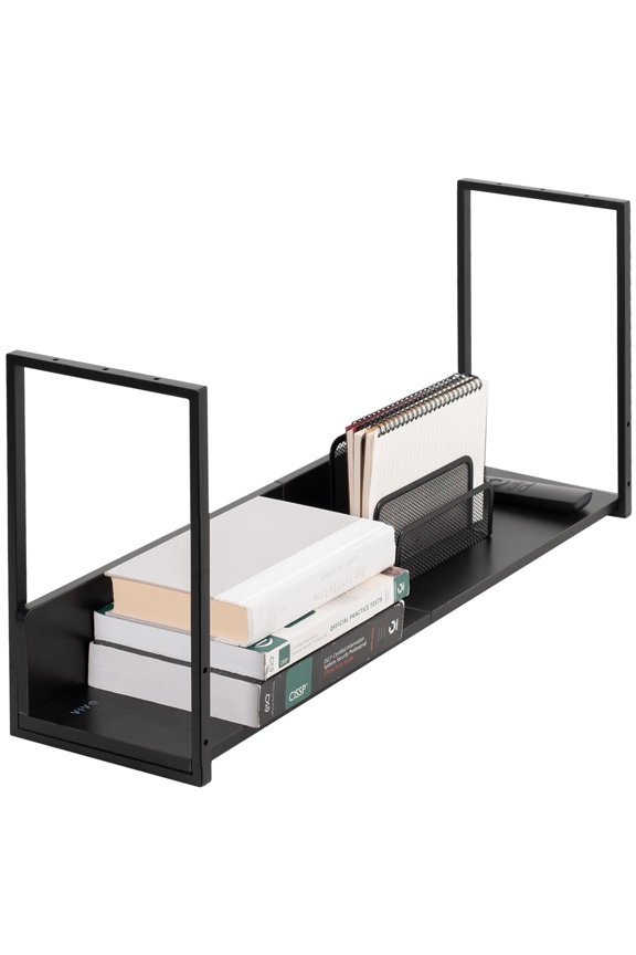 Black 30" Under Desk Shelf Storage Organizer System