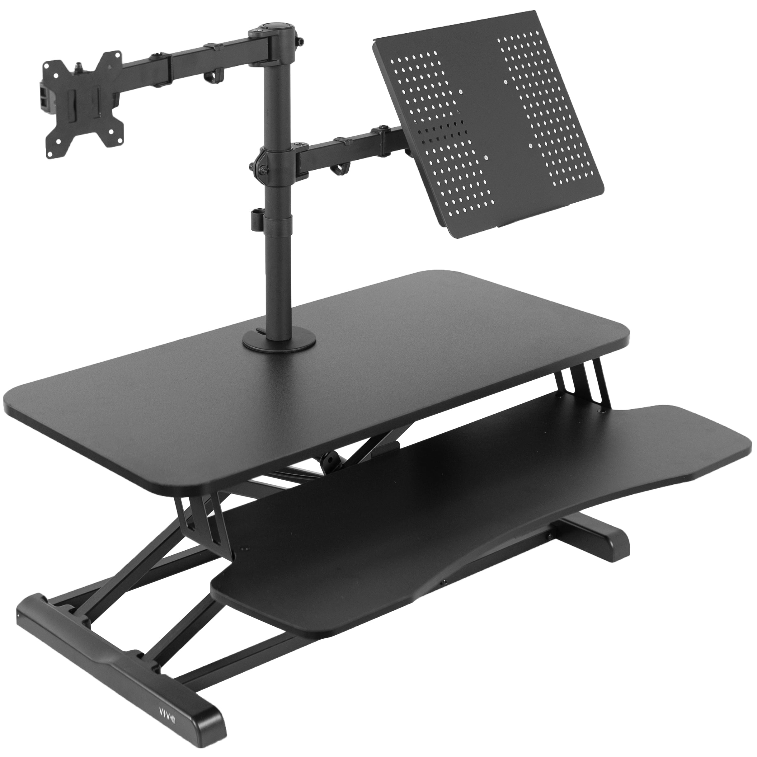 VIVO Black 32" Standing Desk Riser with 13" to 32" Monitor Mount