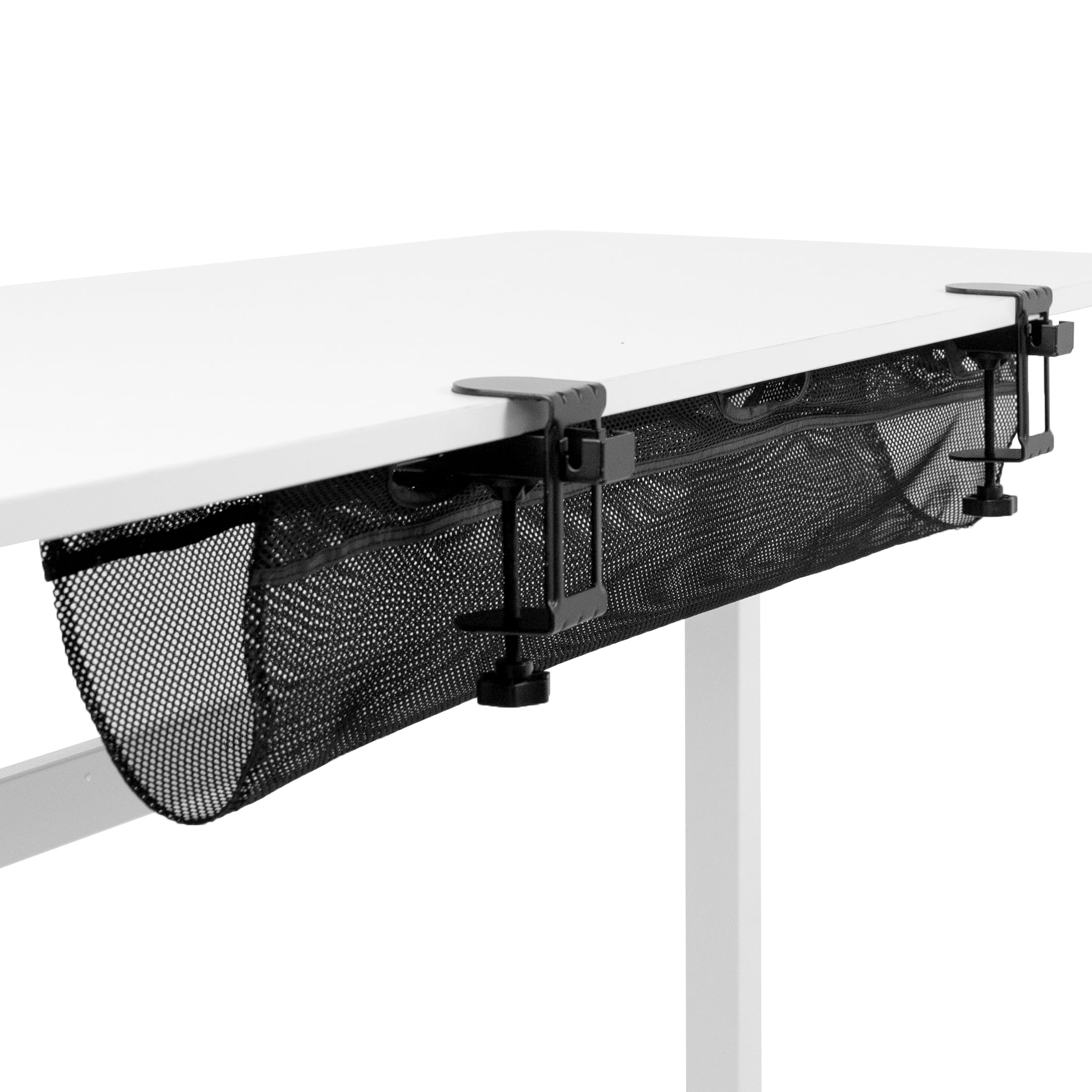Black 36" Clamp-On Under Desk Mesh Cable Management Net