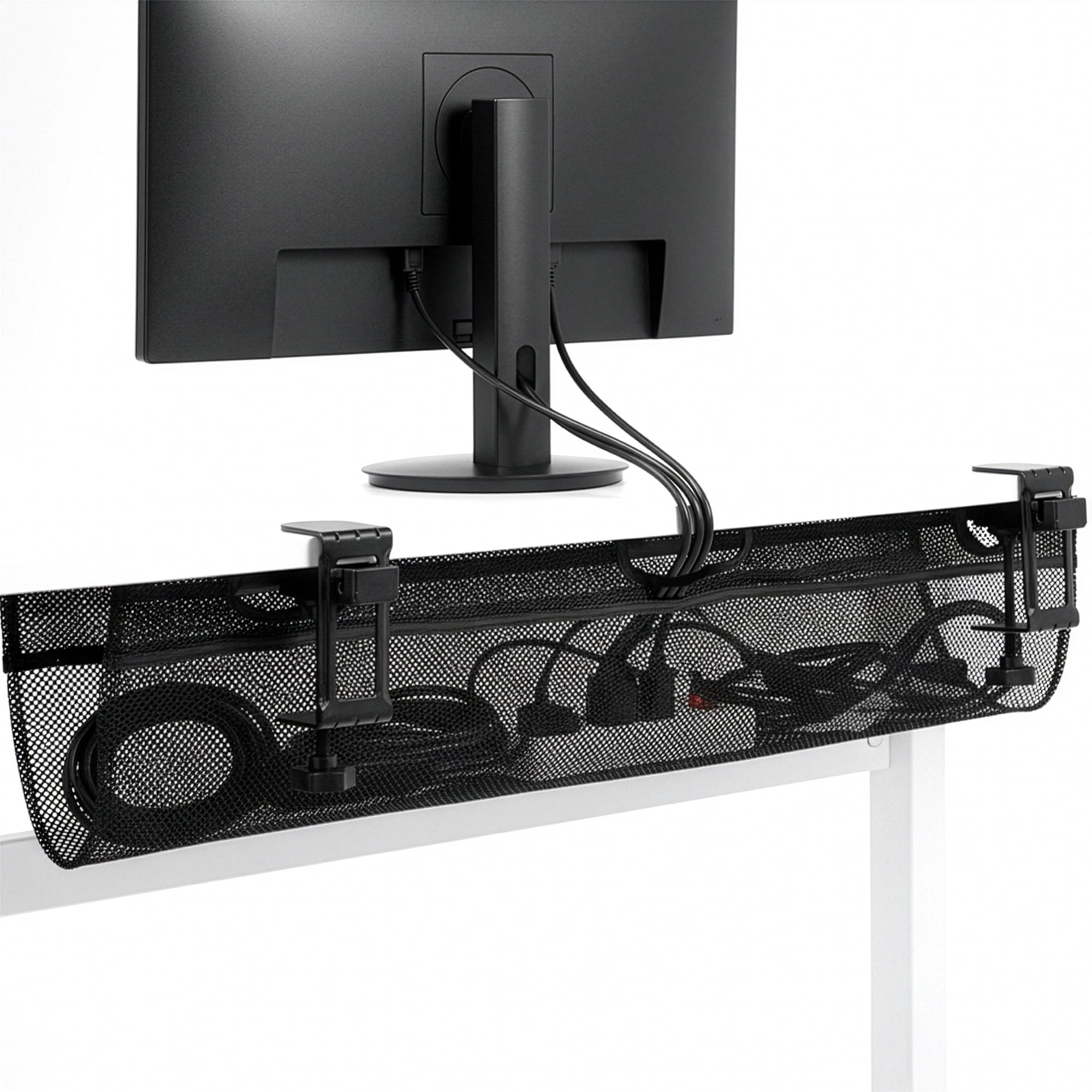 VIVO Black 36" Clamp-on Under Desk Cable Net, Mesh Cable Management
