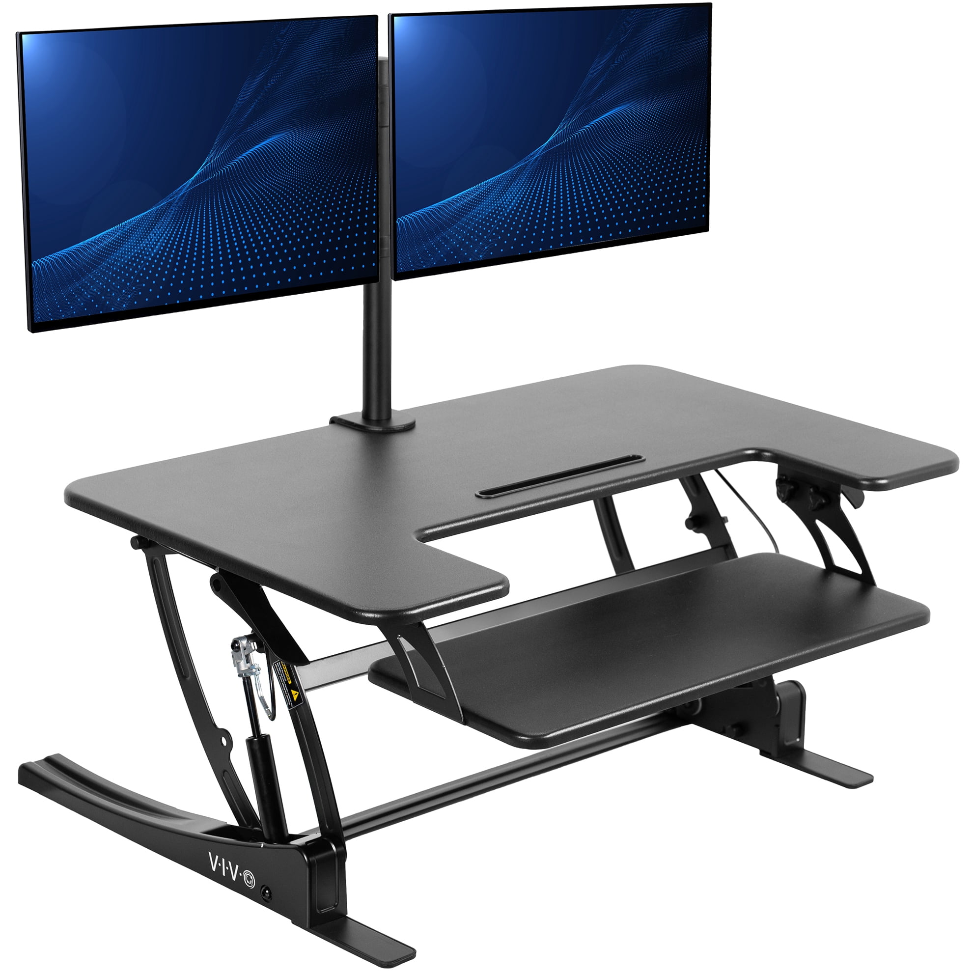 VIVO Black 36" Standing Desk Riser with Dual Monitor Stand for up to 30" Screens