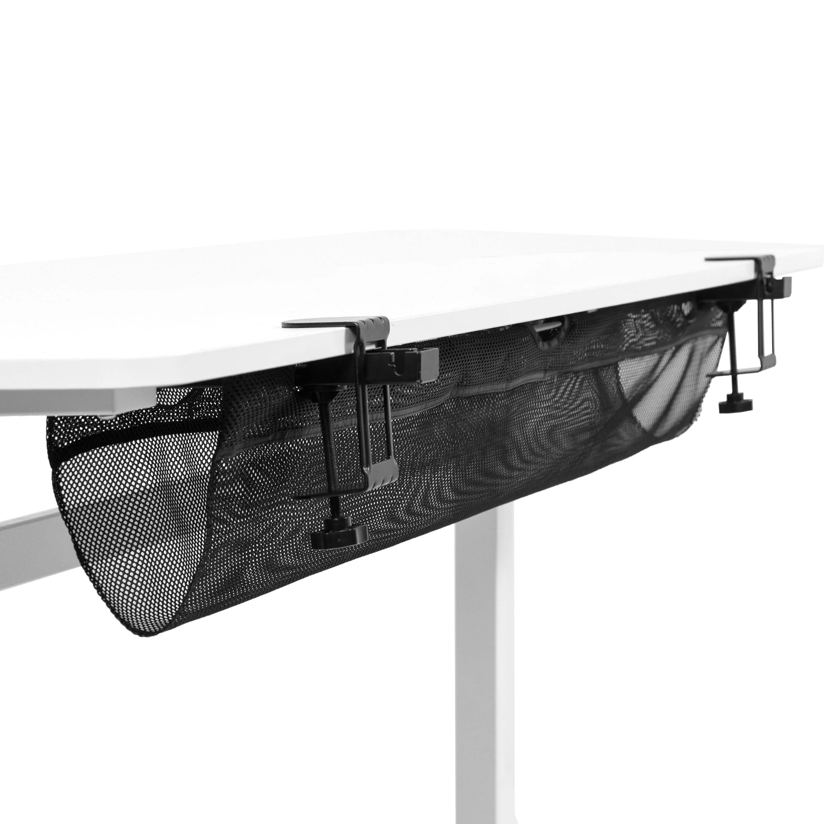 Black Mesh 44" Clamp-On Under Desk Cable Management Net
