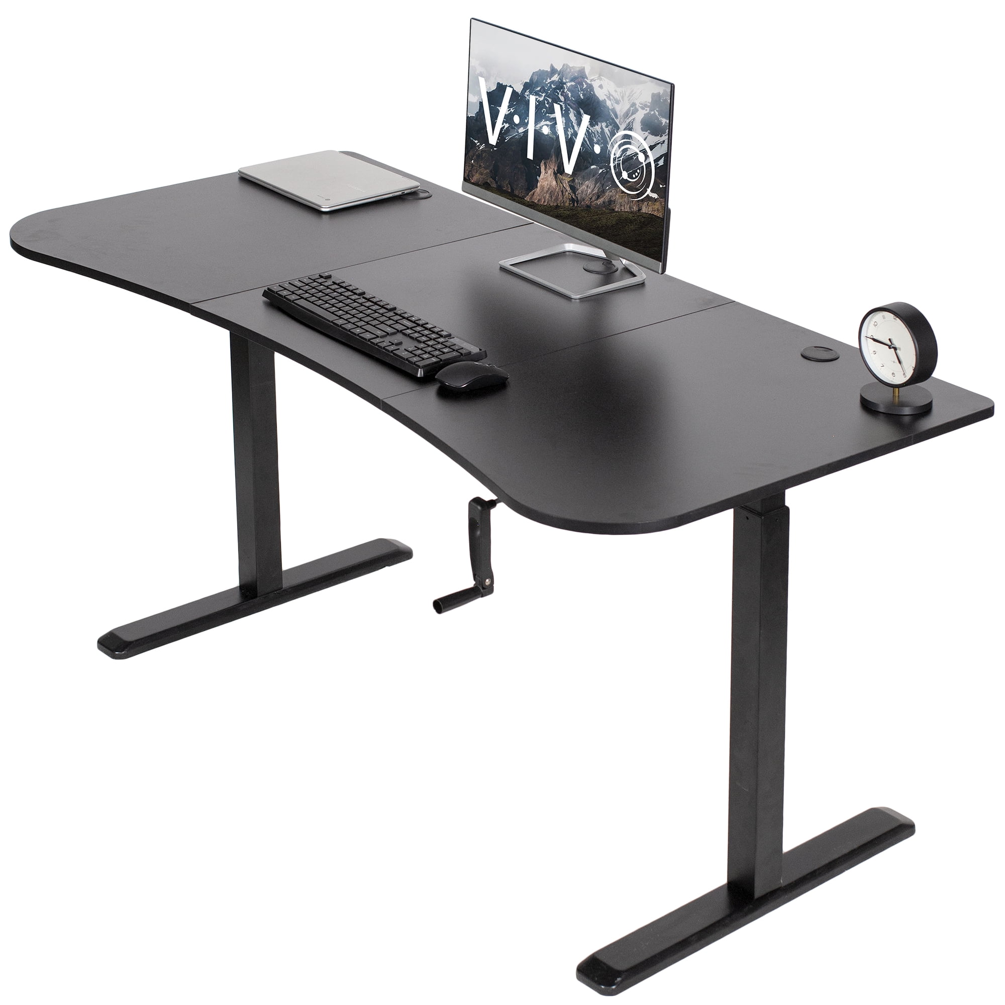 VIVO Black 63" x 32" Manual Height Adjustable Stand Up Desk Frame with