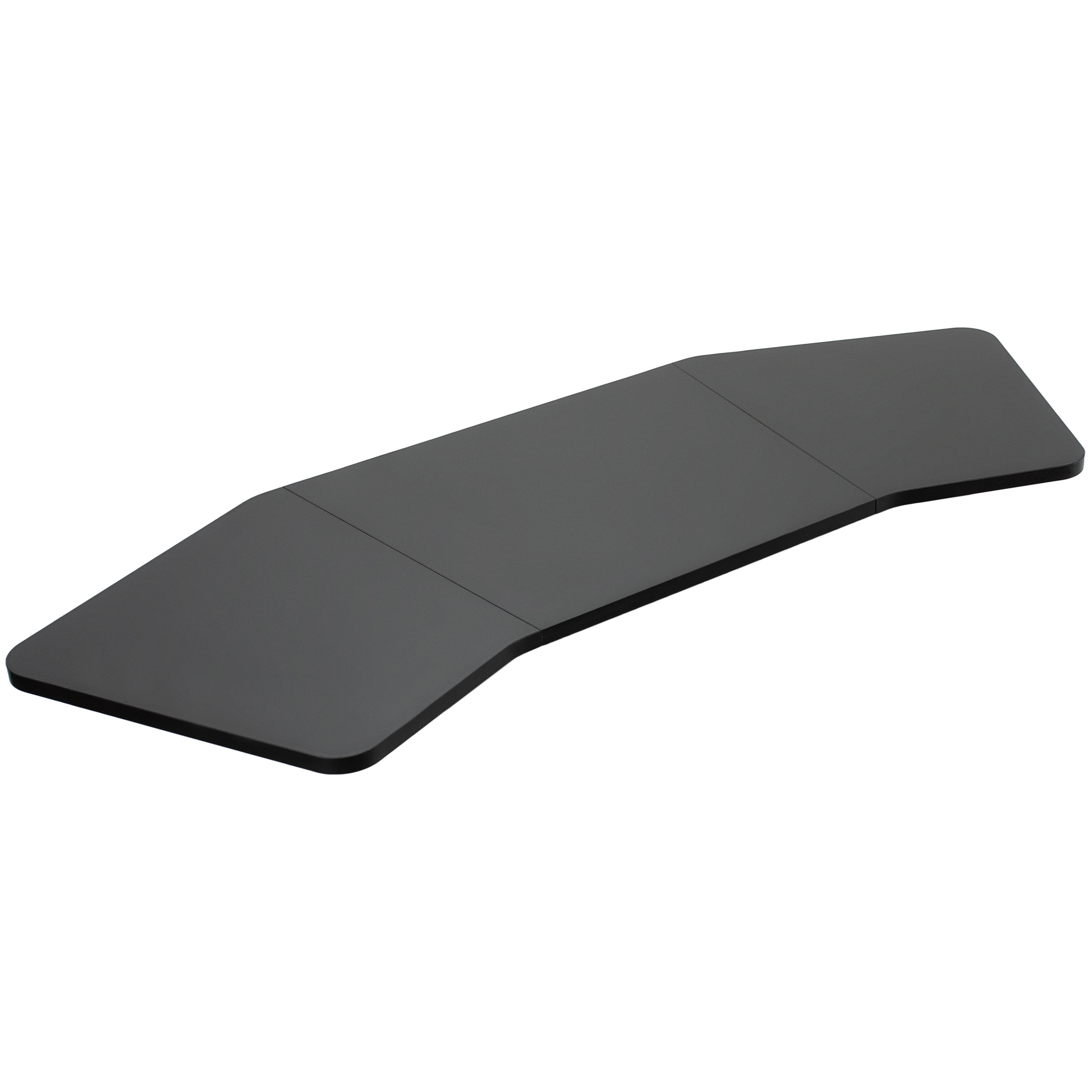 Black 71" Wing-Shaped Particle Board Table Top for Sit-Stand Desks