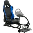 thumbnail image 1 of VIVO Black + Blue Racing Simulator Cockpit with Wheel Stand and Reclining Seat, 1 of 5