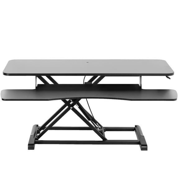 VIVO Black Carbon Fiber Height Adjustable 42" Standing Desk Monitor Riser