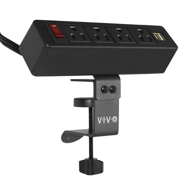 VIVO HeavyDuty ClampOn Desk Power Strip, 4 Outlet & 2 USB Ports