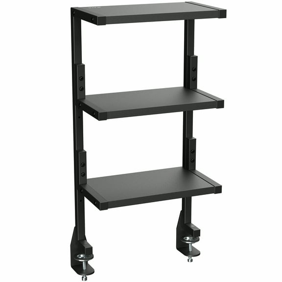 VIVO Black Clamp-on 13" Above or Below Desk 3-Tier Shelving Unit, Desk Organizer