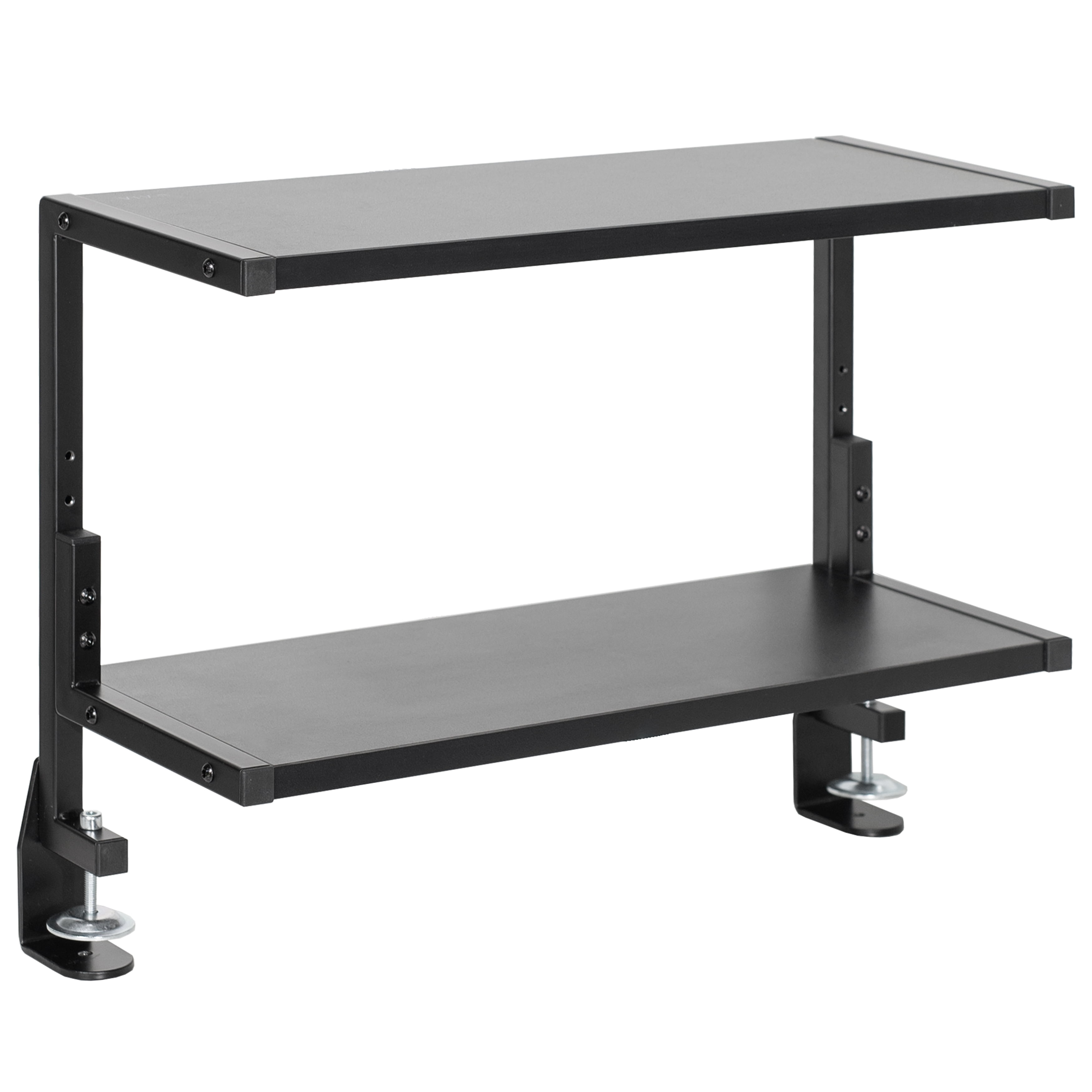 VIVO Black Clamp-on 24" Above or Below Desk 2-Tier Shelving Unit, Desk Organizer