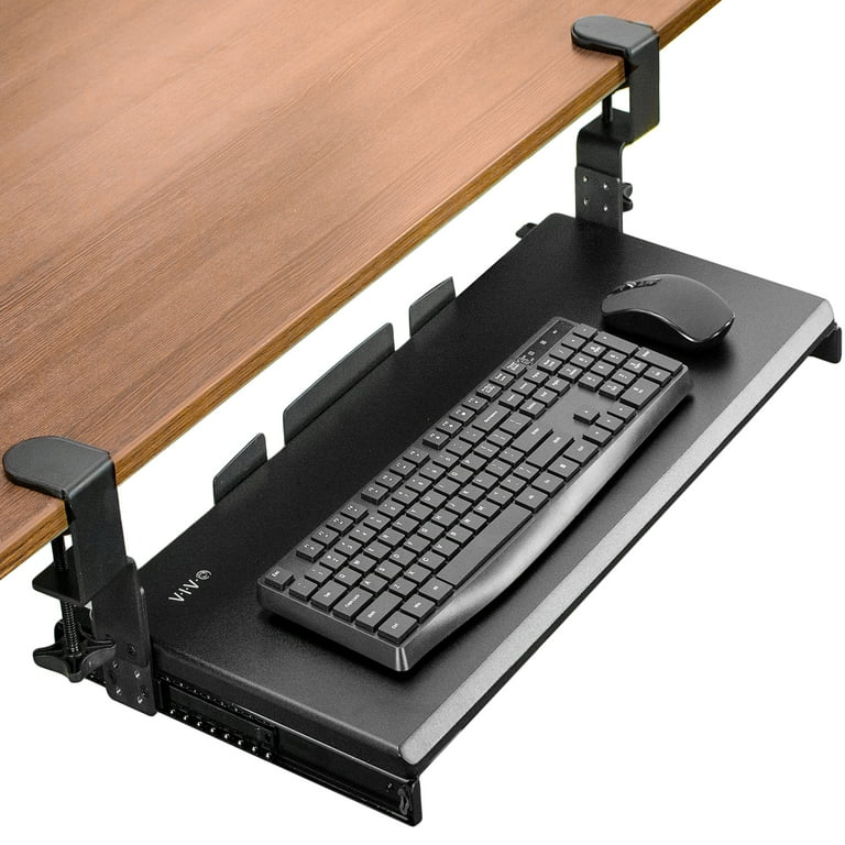 VIVO Black Clamp on Height Adjustable Keyboard and Mouse Under