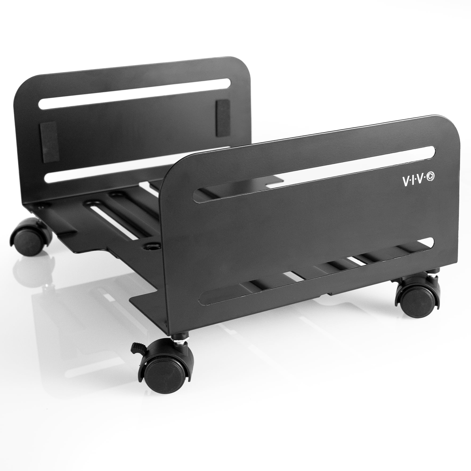 Black Adjustable Steel Rolling CPU Cart with Locking Wheels