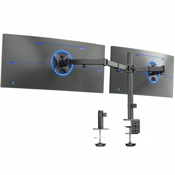 VIVO Black Dual Monitor Adjustable Desk Mount, Fits Ultrawide Screens up to 38"