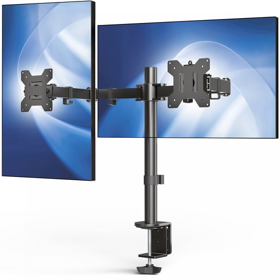 VIVO Black Dual Monitor Desk Mount Adjustable Stand, Fits Screens up to 30"