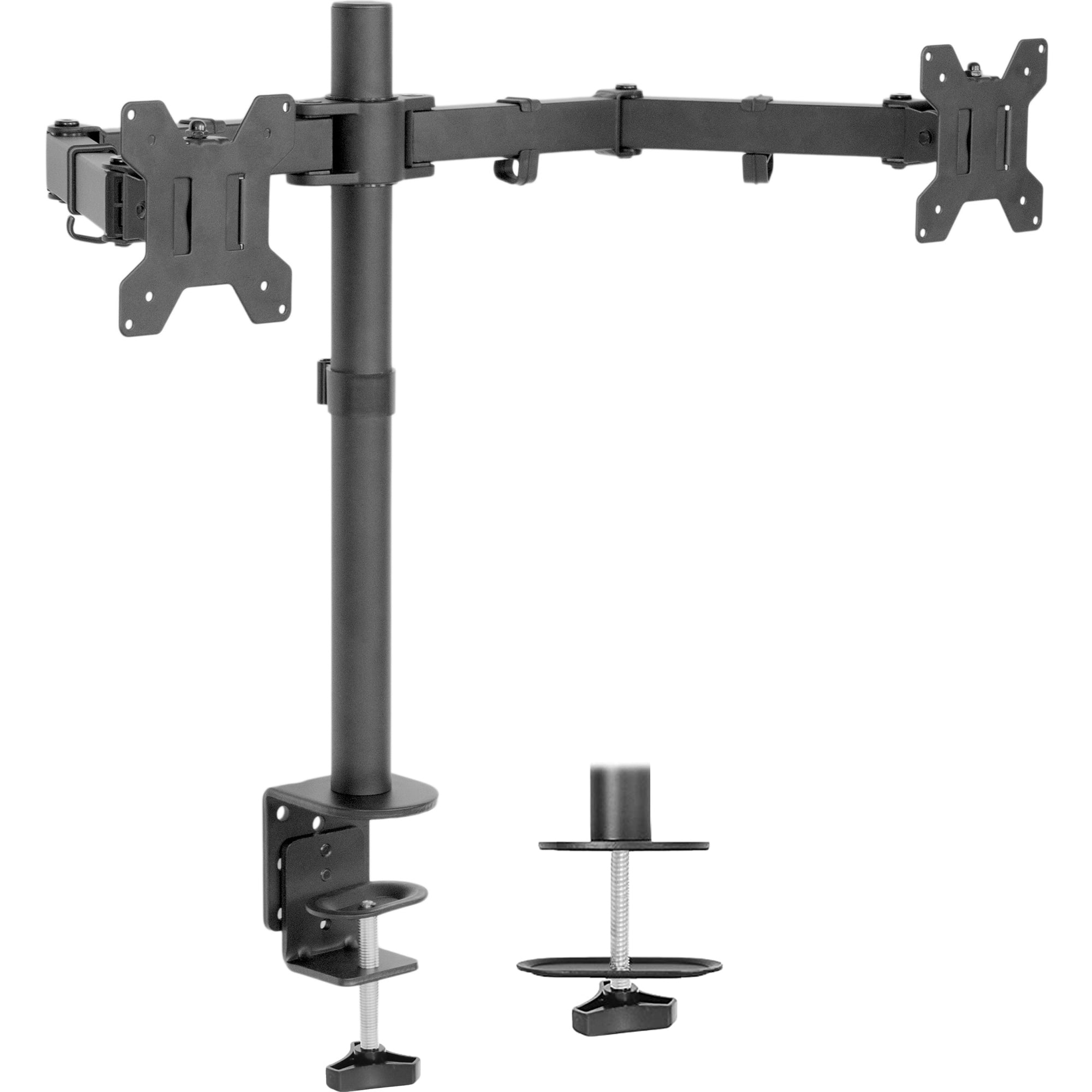 VIVO Dual Monitor Desk Mount, Heavy Duty Fully Adjustable Steel Stand,  Holds 2 Computer Screens up to 30 inches and Max 22lbs Each, Black,  STAND-V002