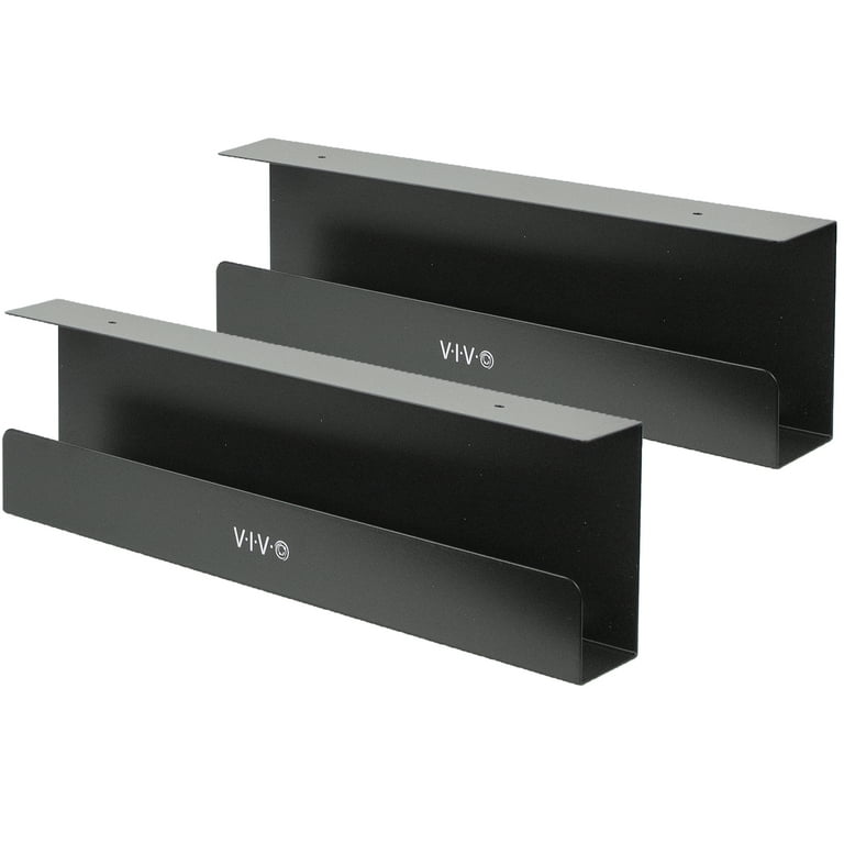 VIVO Black Dual Under Desk 17 Cable Management Trays, Wire Organizers (2  Pack) 