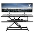 thumbnail image 1 of VIVO Black Electric 36" Standing Desk Monitor Riser, Dual Arm Sit Stand Tabletop, 1 of 8