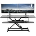 thumbnail image 1 of VIVO Black Electric 42" Standing Desk Monitor Riser, Dual Arm Sit Stand Tabletop, 1 of 8