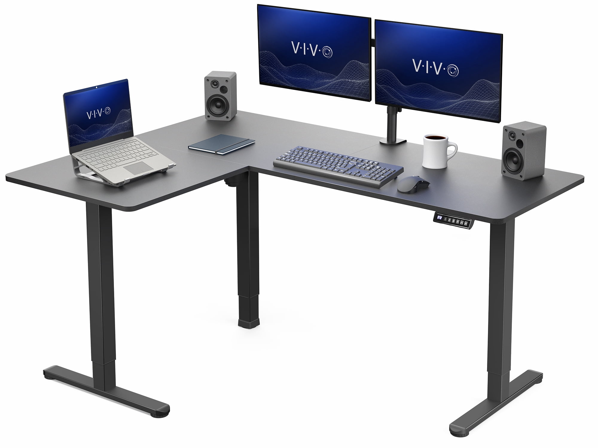 VIVO Black Electric 63" x 47" Corner Standing Desk