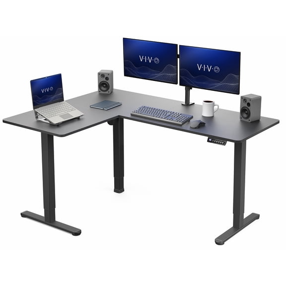 VIVO Black Electric 63" x 47" Corner Standing Desk
