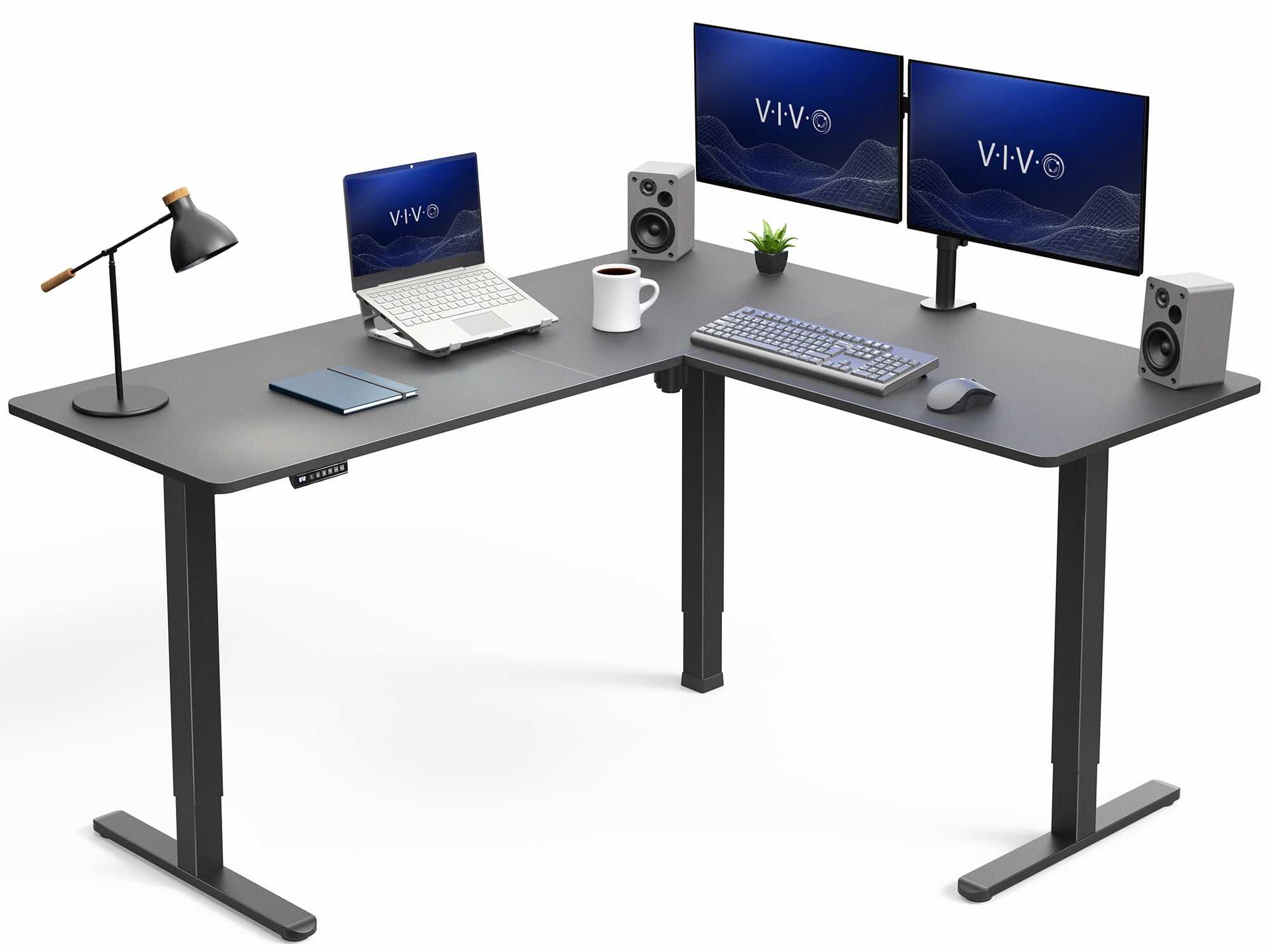 VIVO Black Electric Corner Standing Desk, 63x55 L-Shaped