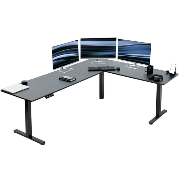 VIVO Black Electric 84" x 63" Corner Standing Desk, L-Shaped Workstation